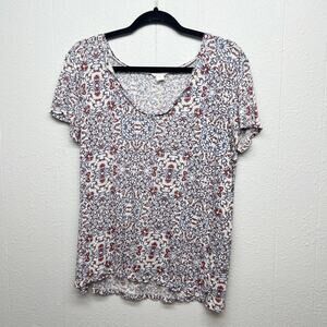 Caslon 100% Linen Floral Coastalgirl Beach Feminine Cottagecore Bohemian Top M